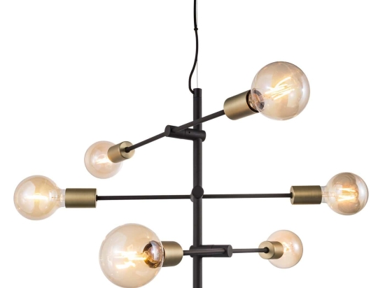 Φωτιστικό Οροφής Κρεμαστό Josefine 6 48933003 E27 6X28W 55x55cm Matt Black Nordlux