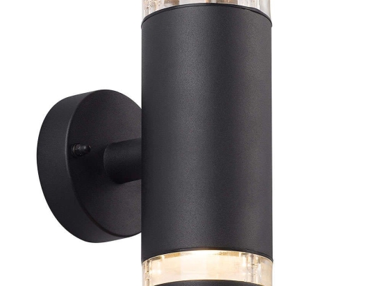 Φωτιστικό Τοίχου Birk Double 45501003 15,5x23,5cm 2xGU10 28W IP44 Black Nordlux Αλουμίνιο, Πλαστικό