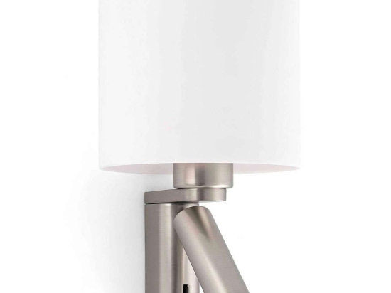 Φωτιστικό Τοίχου-Απλίκα Rob 68498 15x15,5x29,5cm 1xE27 15W/Led 160lm 3W Nickel-Opal Faro Barcelona
