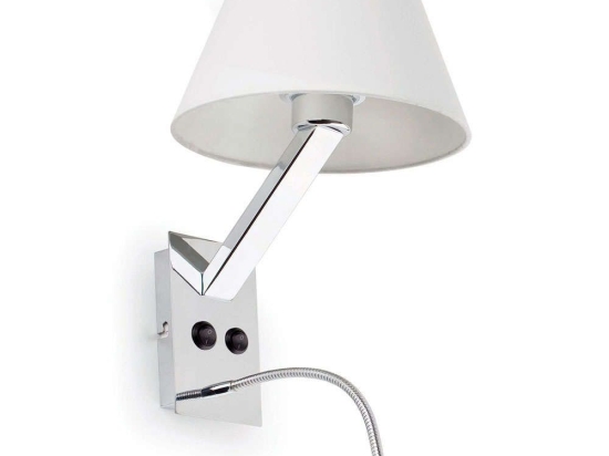 Φωτιστικό Τοίχου-Απλίκα Moma-2 68506 12x26x35cm 1xE27 15W/Led 80lm 1W Chrome-White Faro Barcelona