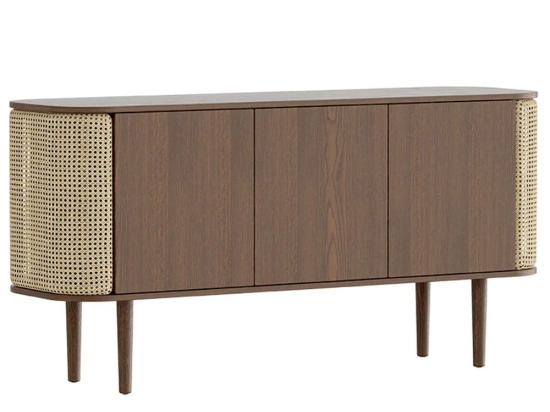 Μπουφές Treasures Venetian Cane 5775C5774-3 150x43x75cm Dark Oak-Beige Umage Polyester,Ξύλο,Ατσάλ