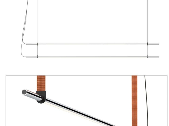 Φωτιστικό Οροφής - Ράγα T.O 2 Stack 2X10873/10877/10880 137x13cm Dim Led 750lm 10W 2700K Chrome-Orange Pablo Designs