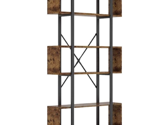 Βιβλιοθήκη Graham pakoworld καρυδί-μαύρο 120x22x185εκ