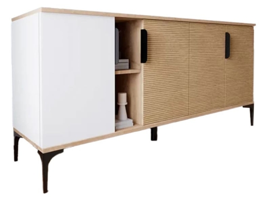 Μπουφές Tajesy pakoworld μελαμίνης λευκό-oak 180x40x78εκ