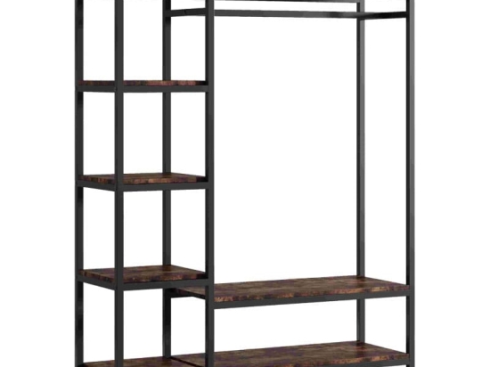 Έπιπλο εισόδου Moel pakoworld καρυδί-μαύρο 120x40x180εκ