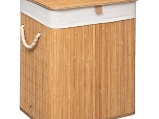 Καλάθι απλύτων Natural pakoworld χρώμα φυσικό-λευκό 40x30x50εκ