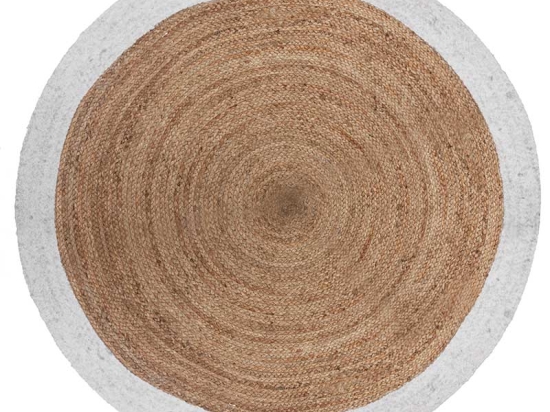 Χαλί Jute pakoworld γιούτα λευκό-φυσικό Φ120x1εκ