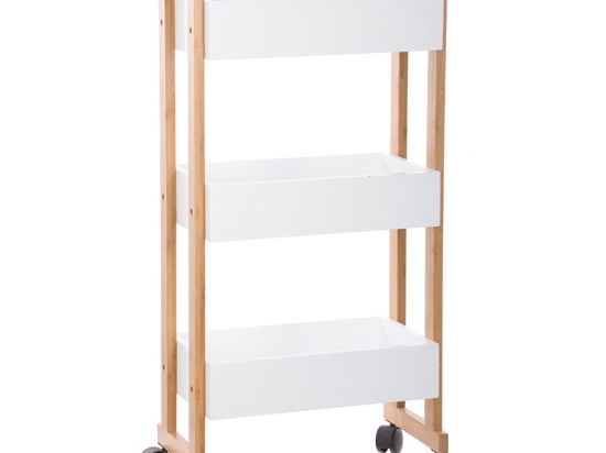 Τρόλεϊ-ραφιέρα 3όροφη Jastin pakoworld bamboo φυσικό 38x20x80εκ