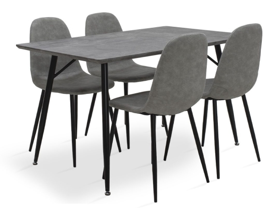 Τραπεζαρία Conor-Bella pakoworld σετ 5τμχ γκρι MDF-κάθισμα antique γκρι pu 130x80x75.5εκ.