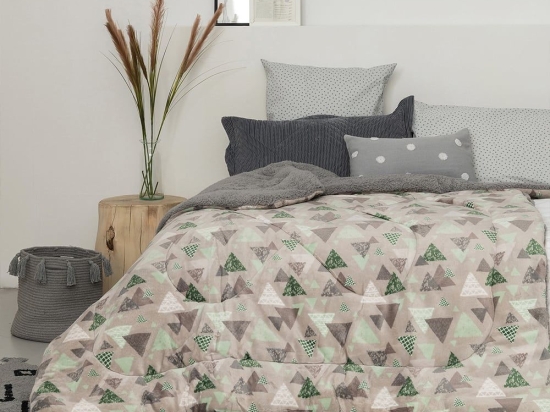 Κουβέρτα Blake Grey Palamaiki Υπέρδιπλo 220x240cm Flannel.Sherpa