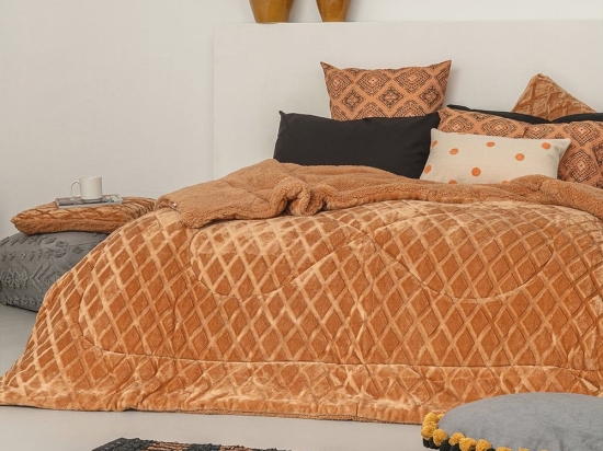 Κουβερτοπάπλωμα Nadine 2 Tan Palamaiki King Size 240x260cm Πολυέστερ