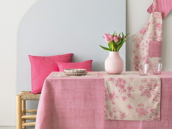 Τραπεζομάντηλο Tat10 Pink Palamaiki 150Χ180 Βαμβάκι-Πολυέστερ