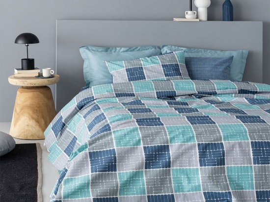 Σεντόνια Fashion Life FL6213 (Σετ 4τμχ) Blue-Grey Palamaiki King Size 265x260cm 100% Βαμβάκι