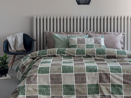 Σεντόνια Fashion Life FL6214 (Σετ 4τμχ) Green-Beige Palamaiki Υπέρδιπλο 240x260cm 100% Βαμβάκι