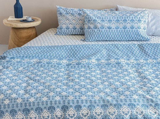 Σεντόνια Fashion Life FL6217 (Σετ 3τμχ) Blue-White Palamaiki Ημίδιπλο 170x260cm 100% Βαμβάκι
