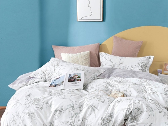 Σεντόνια Satin Days SD324 (Σετ 4τμχ) White-Grey Palamaiki Υπέρδιπλο 230x260cm 100% Βαμβακοσατέν