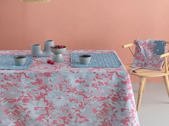 Τραπεζομάντηλο TAT14 Blue-Pink Palamaiki 140X180 Βαμβάκι-Πολυέστερ