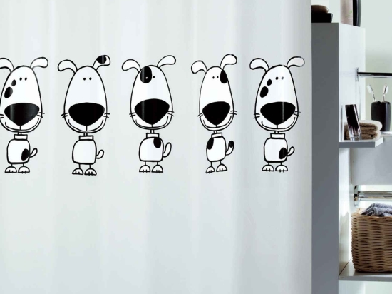 Κουρτίνα Μπάνιου Beagle 00706.001 Black-White 180X200cm Spirella 180Πx200Υ 180x200cm PEVA