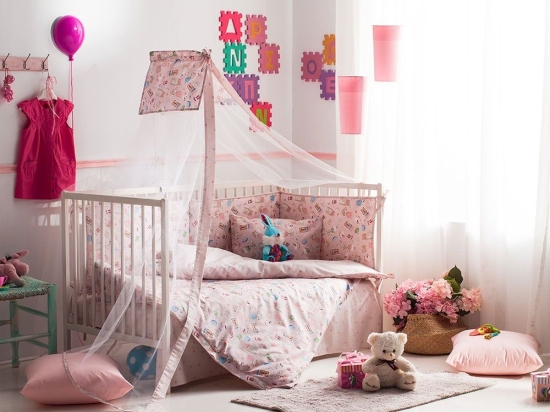 Σεντόνια Βρεφικά Mouse (Σετ 3τμχ) Pink Vesta Home Λίκνου 70x125cm 100% Βαμβάκι