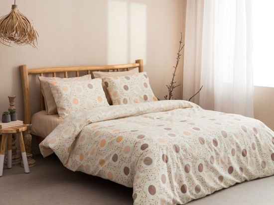 Σεντόνια Amanda-1 (Σετ 4τμχ) Brown-Beige Vesta Home King Size 100% Βαμβάκι