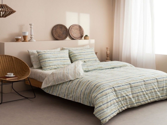 Σεντόνια Milos-1 (Σετ 3τμχ) Blue Vesta Home Μονό 100% Βαμβάκι