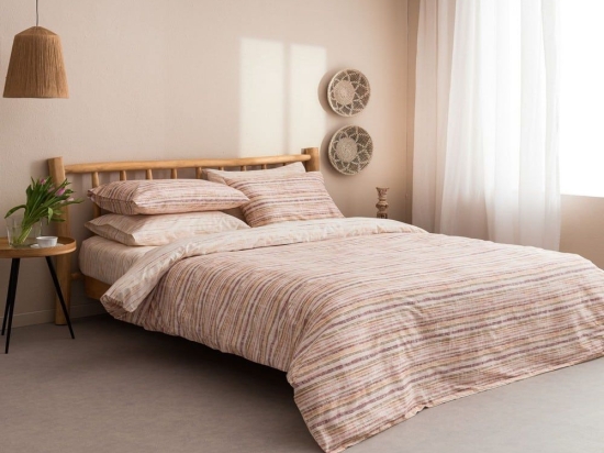 Σεντόνια Milos-2 (Σετ 4τμχ) Bordo Vesta Home Υπέρδιπλo 100% Βαμβάκι