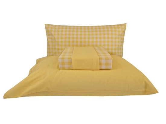 Σεντόνια Carla (Σετ 4τμχ) Yellow Astron Υπέρδιπλο 245x260cm 100% Βαμβάκι