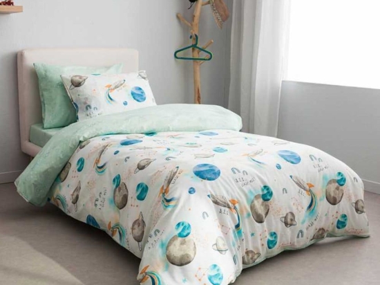 Παπλωματοθήκη Παιδική Space (Σετ 2τμχ) Multi Vesta Home Μονό 170x240cm 100% Βαμβάκι