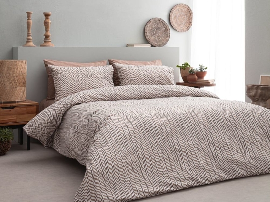 Παπλωματοθήκη Olivia-2 (Σετ 3τμχ) Brown Vesta Home Υπέρδιπλο 230x240cm 100% Βαμβάκι