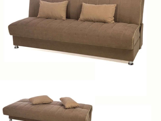 Καναπές Κρεβάτι 3Θέσιος New Leon 190x85x83cm Φ7 Καφέ Με Μπεζ Ρίγα 21/20 828-25-342 Ύφασμα