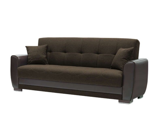 Καναπές 3Θέσιος Vera 222x89x84cm Brown 828-82-060 Τεχνόδερμα,Ύφασμα