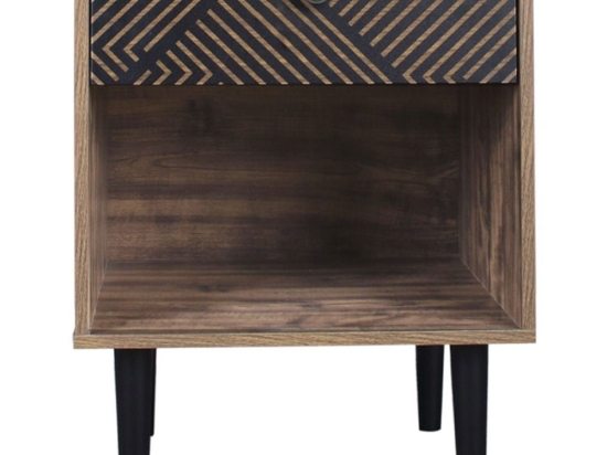 Κομοδίνο Home 40x39.5x55cm Black Grey Oak 271-00-024 Μελαμίνη,Μέταλλο