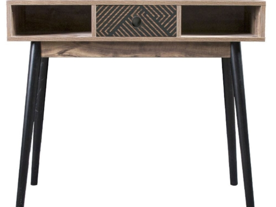 Κονσόλα Home 90x35x75cm Black Grey Oak 271-00-025 Μελαμίνη,Μέταλλο