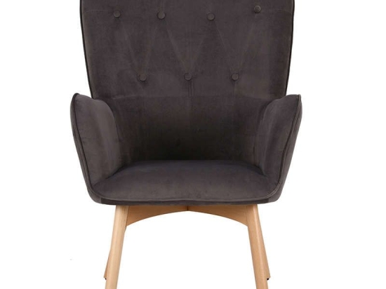 Πολυθρόνα 8009 67x72x97cm Grey 380-92-001 Βελούδο, Ξύλο