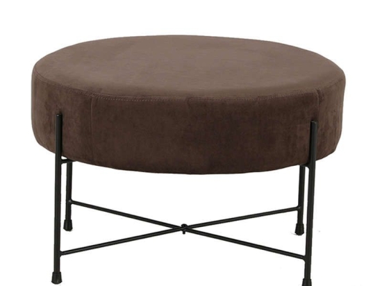 Σκαμπό 102 60x60x40cm Brown 380-92-006 Βελούδο, Μέταλλο