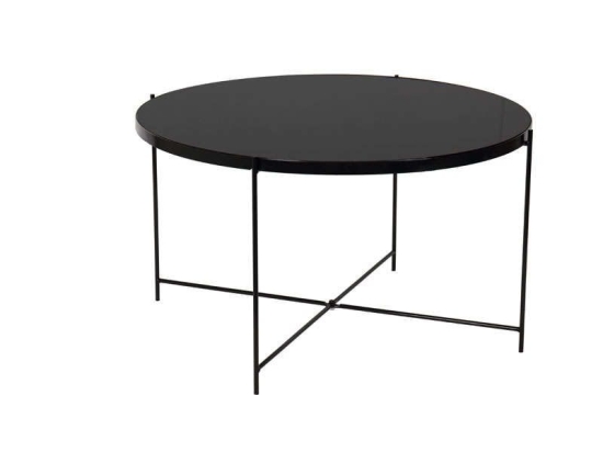 Τραπεζάκι Σαλονιού 6055 70cm Black 205-92-099 Μέταλλο,Γυαλί