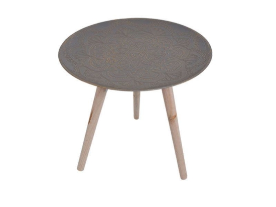 Τραπεζάκι Σαλονιού Medium 40x40x40cm Grey-Gold 373-00-423 Mdf