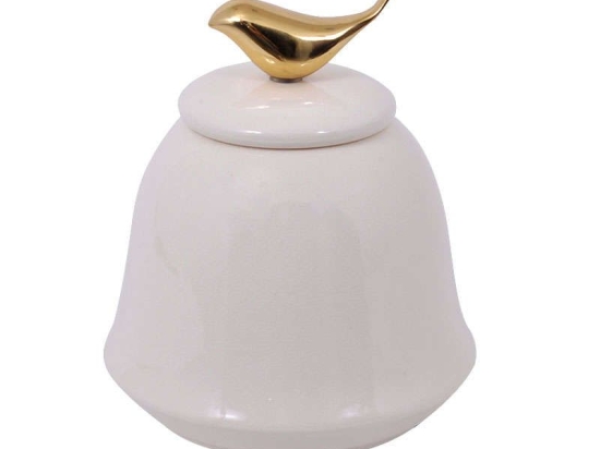Βάζο Κεραμικό 0025-82-046 1334-L White-Gold Κεραμικό
