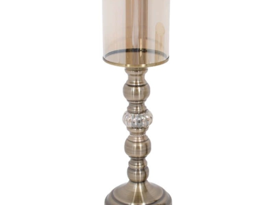 Κηροπήγιο 373-92-255 39cm Η27 Bronze Μέταλλο,Γυαλί