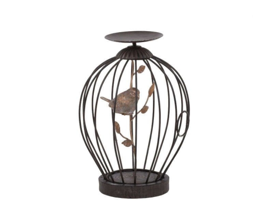 Κηροπήγιο Κλουβί 266-92-404 16x24cm Brown Πολυρεσίνη