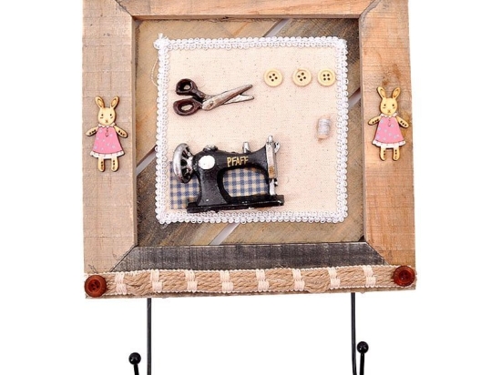 Κρεμάστρα 372-16-028 Ραπτομηχανή 23x23cm YS179 Beige Ξύλο,Ύφασμα