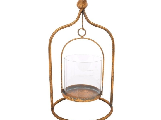 Φανάρι 373-92-015 Bird 31x17x11cm Rust Μέταλλο,Γυαλί