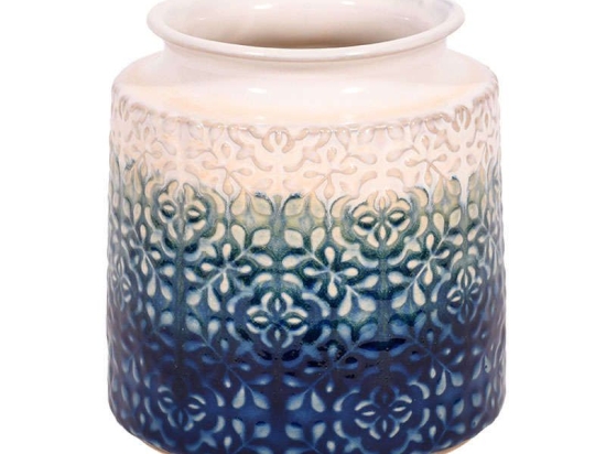 Βάζο Διακοσμητικό 17cm White-Blue 1-0033-91-005 Etiquette Κεραμικό