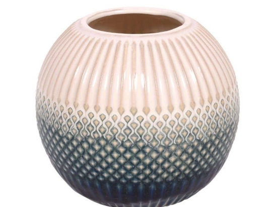 Βάζο Διακοσμητικό Μπάλα 16cm White-Blue 1-0033-91-009 Etiquette Κεραμικό