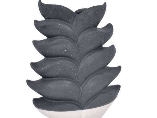 Βάζο Διακοσμητικό Σχ. Φύλλα 24cm Grey 1-0027-82-004 Etiquette Κεραμικό