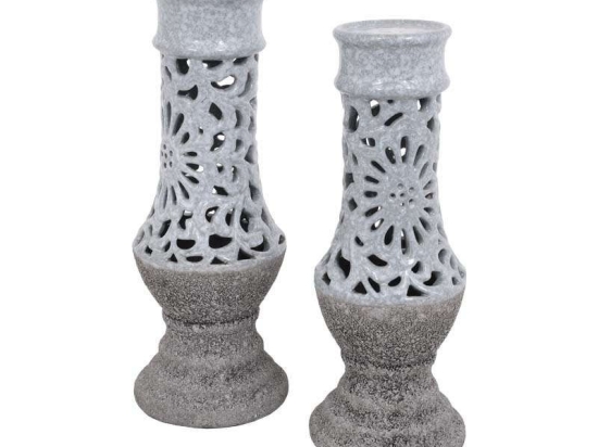 Κηροπήγιο 16110 13x35cm Grey 1-028-00-119 Etiquette Κεραμικό