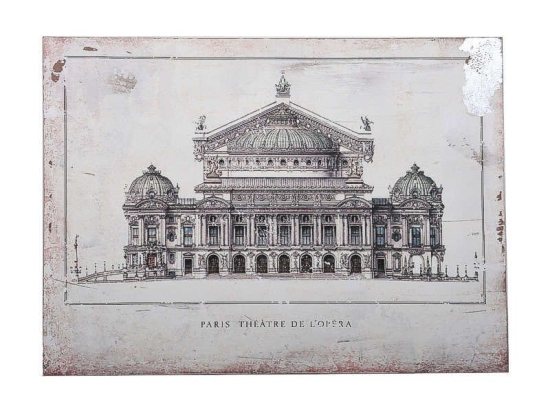 Πίνακας "Paris Theatre Del Opera" 40x2.7x30cm Beige-Brown 1-159-92-010 Etiquette Οριζόντιοι Ξύλο