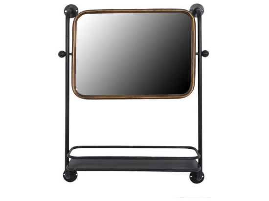Καθρέφτης Με Ράφι 49x14x64cm Black Gold 1-157-00-012 Etiquette Μέταλλο