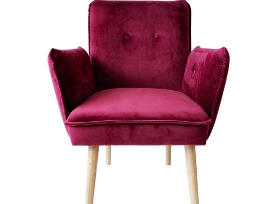 Πολυθρόνα Σχ. Κουμπιά 63x64x84cm Bordeaux 1-370-82-011 Etiquette Βελούδο, Ξύλο