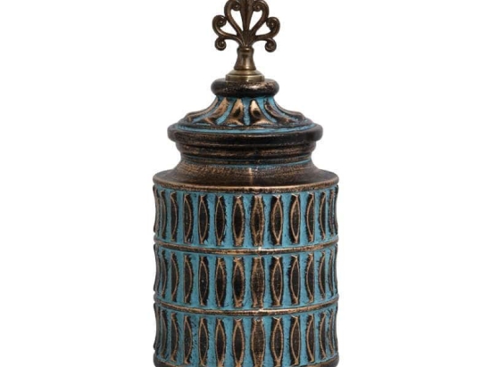 Βάζο 818696 373-121-638 16x16x34cm Bronze-Turquoise Κεραμικό